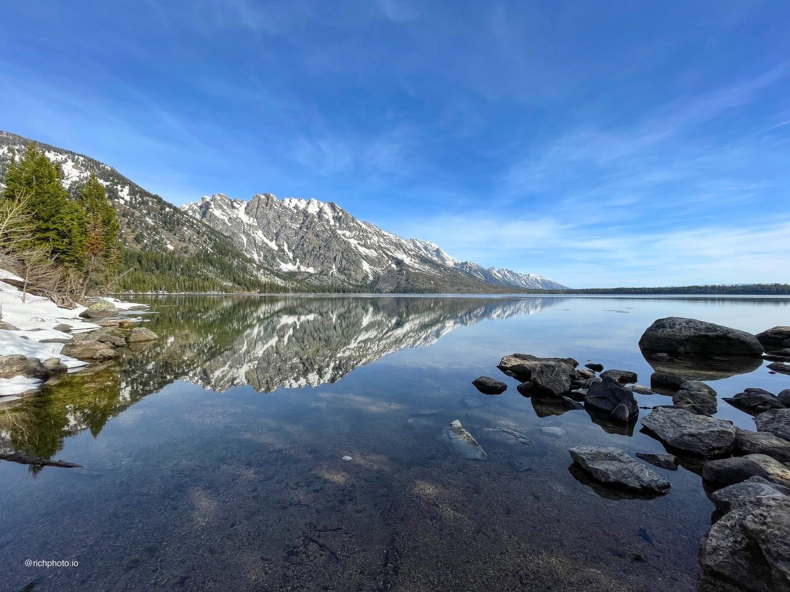 Jenny Lake reflection with the Teton Range behind, Grand Teton National Park