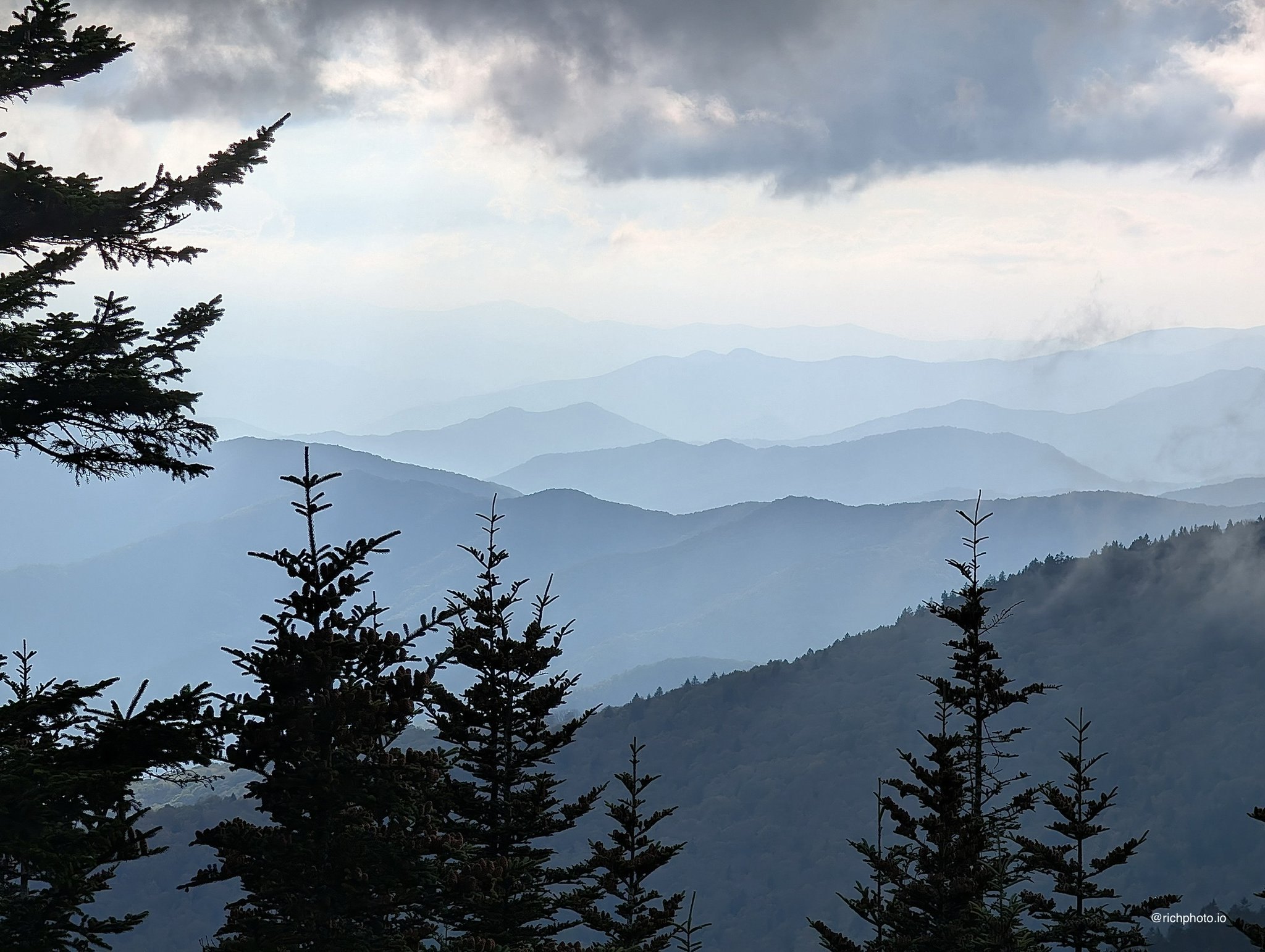 Same spot within Great Smoky Mountains National Park, about 20 minutes apart.